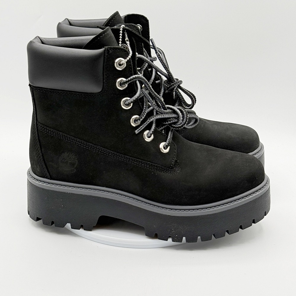Timberland Stone Street 6 In Lace Waterproof Boot Size 8.5 Womens Jet Black NEW
